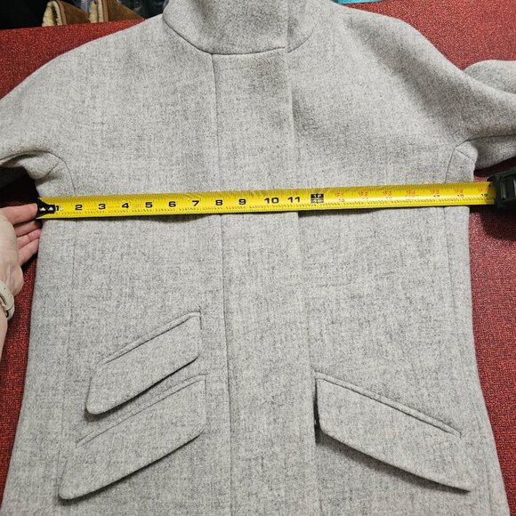 J. Crew Nello Gori Italian Stadium Cloth Coat Size 00 Gray Wool Stand Collar - Picture 7 of 11